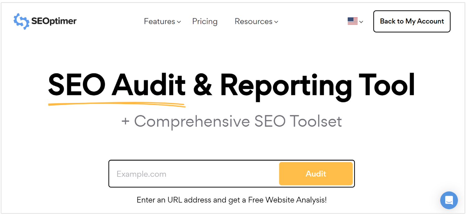 página inicial do SEOptimer